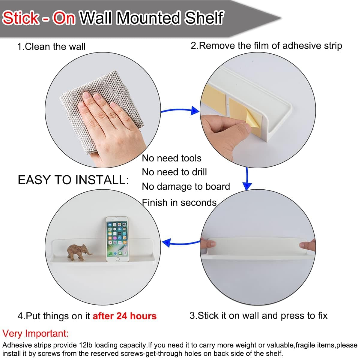 stick-on floating shelf — photo 3 of 4