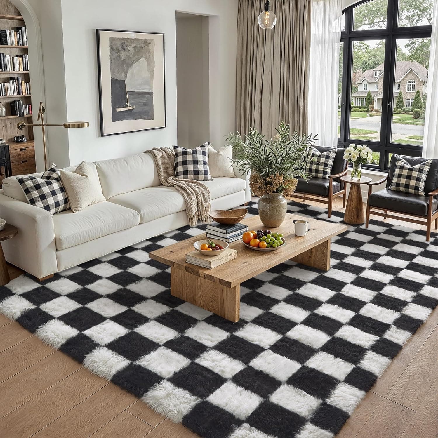 black checkered rug — photo 3 of 4