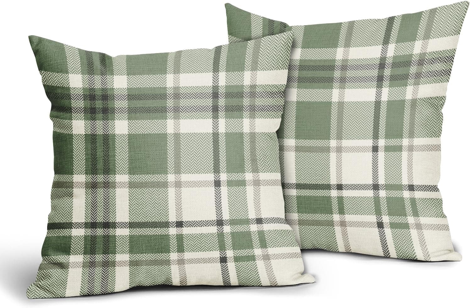 sage plaid pillow covers — photo 2 of 3