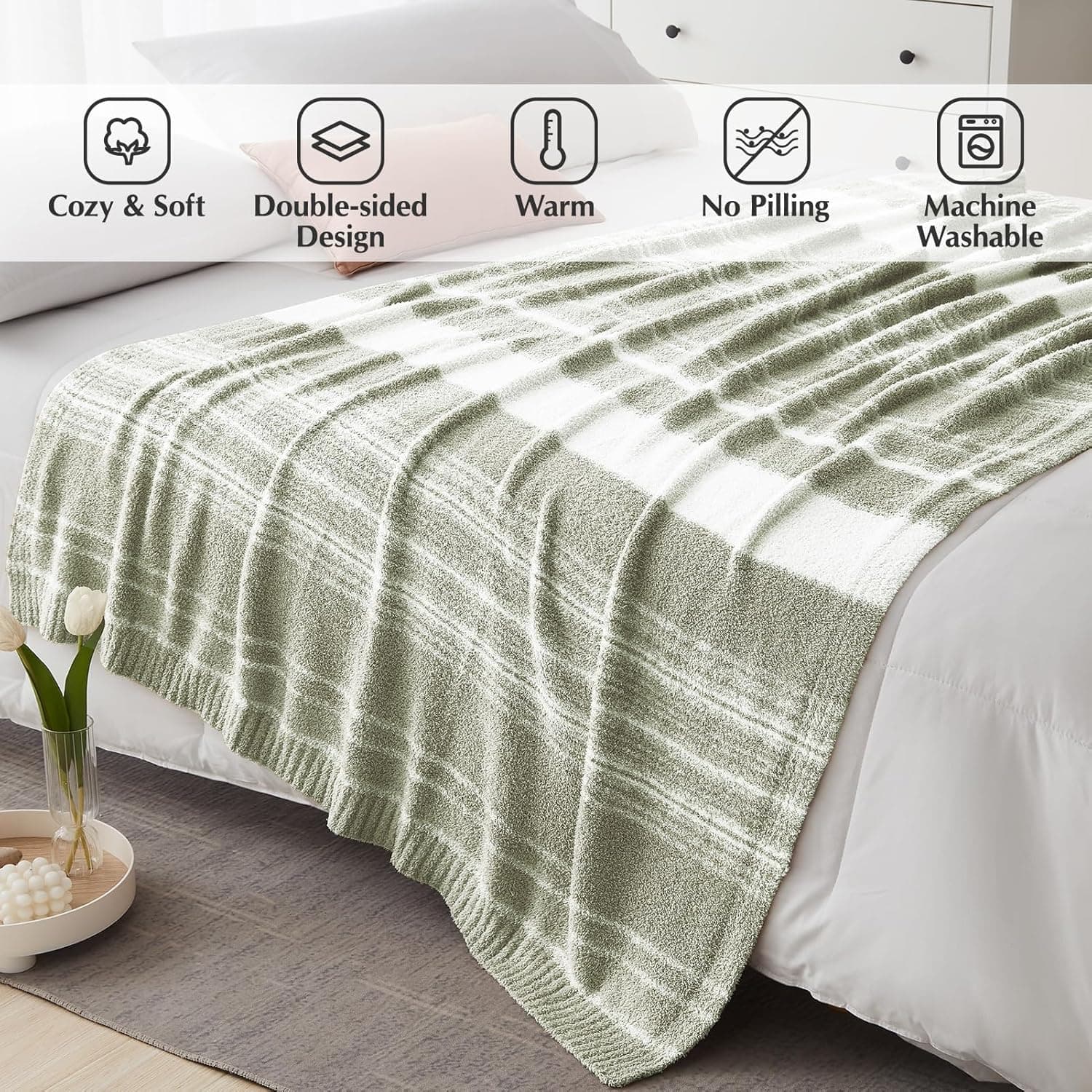 sage knit throw — photo 2 of 3