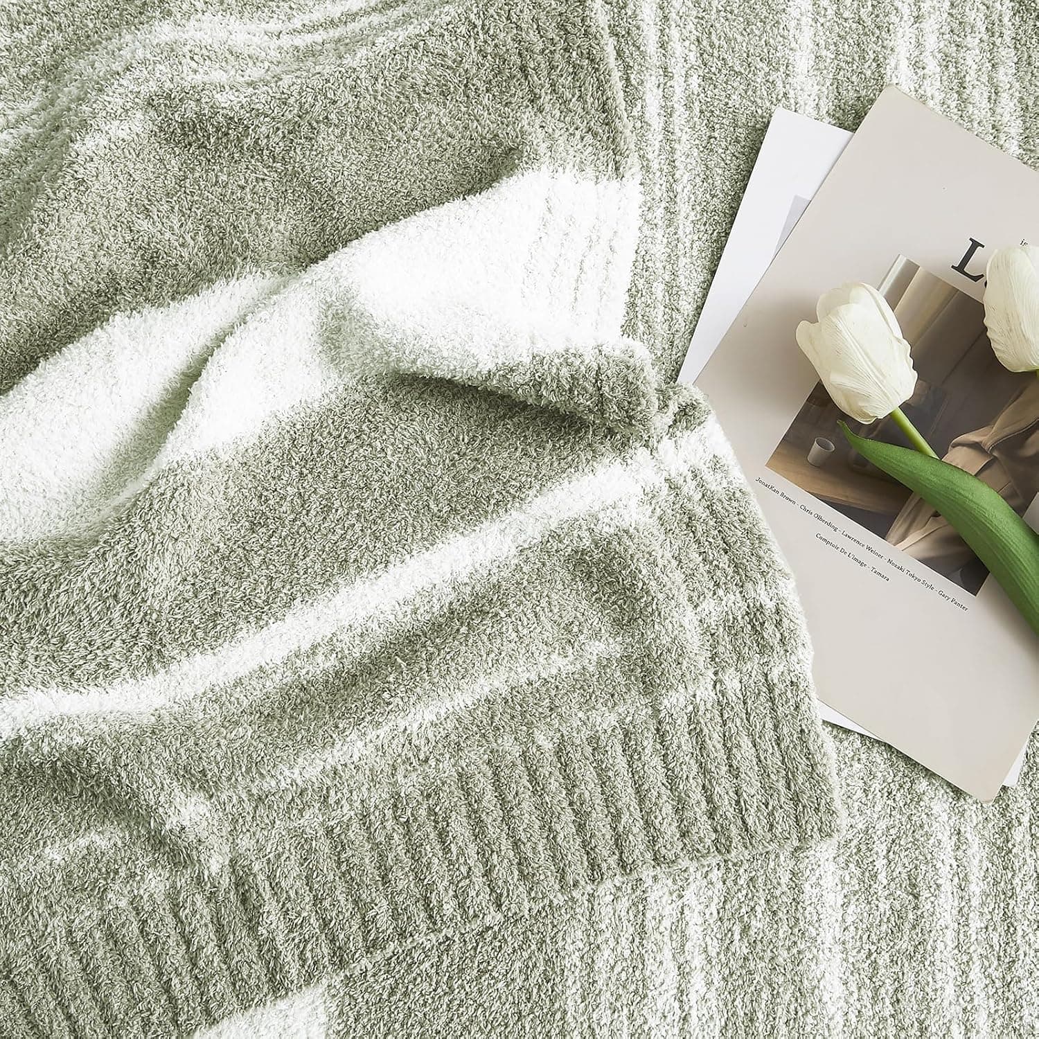 sage knit throw — photo 3 of 3