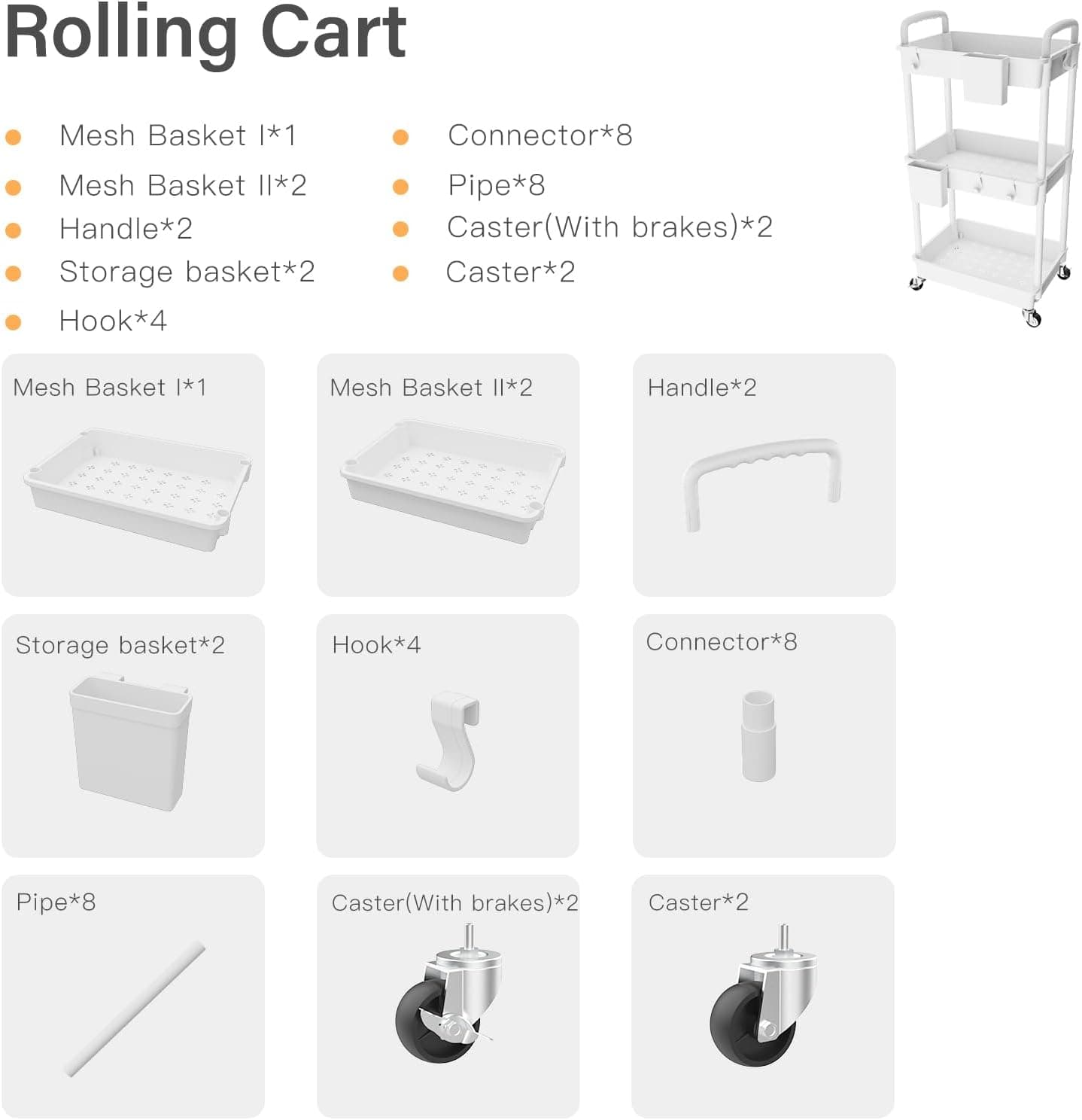 3-tier rolling utility cart — photo 5 of 5