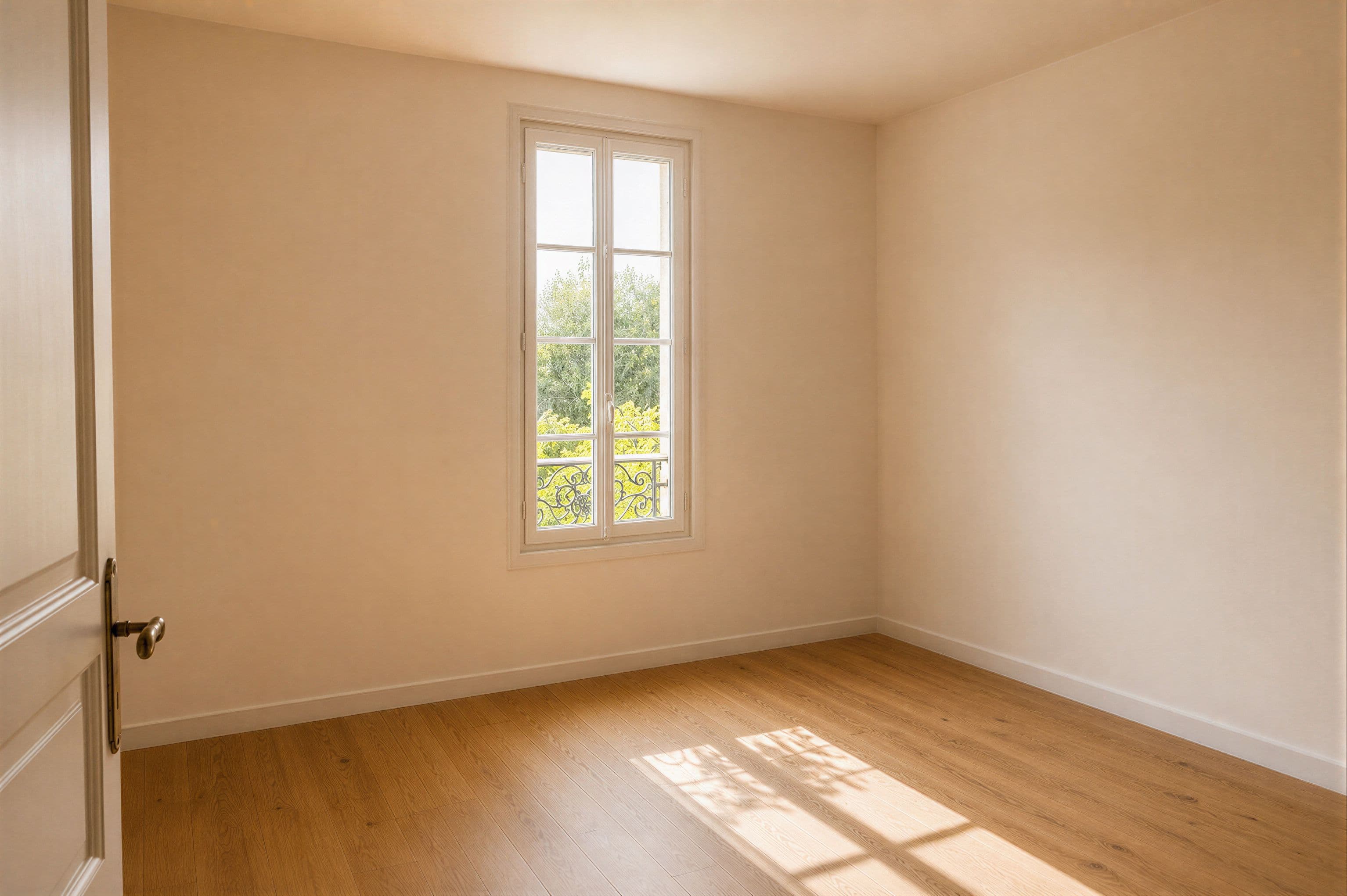 the bare boston single before styling — an empty room with blank walls and no furniture