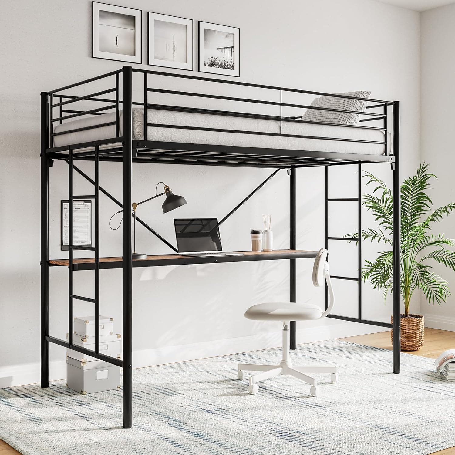 metal loft bed with desk — photo 1 of 4