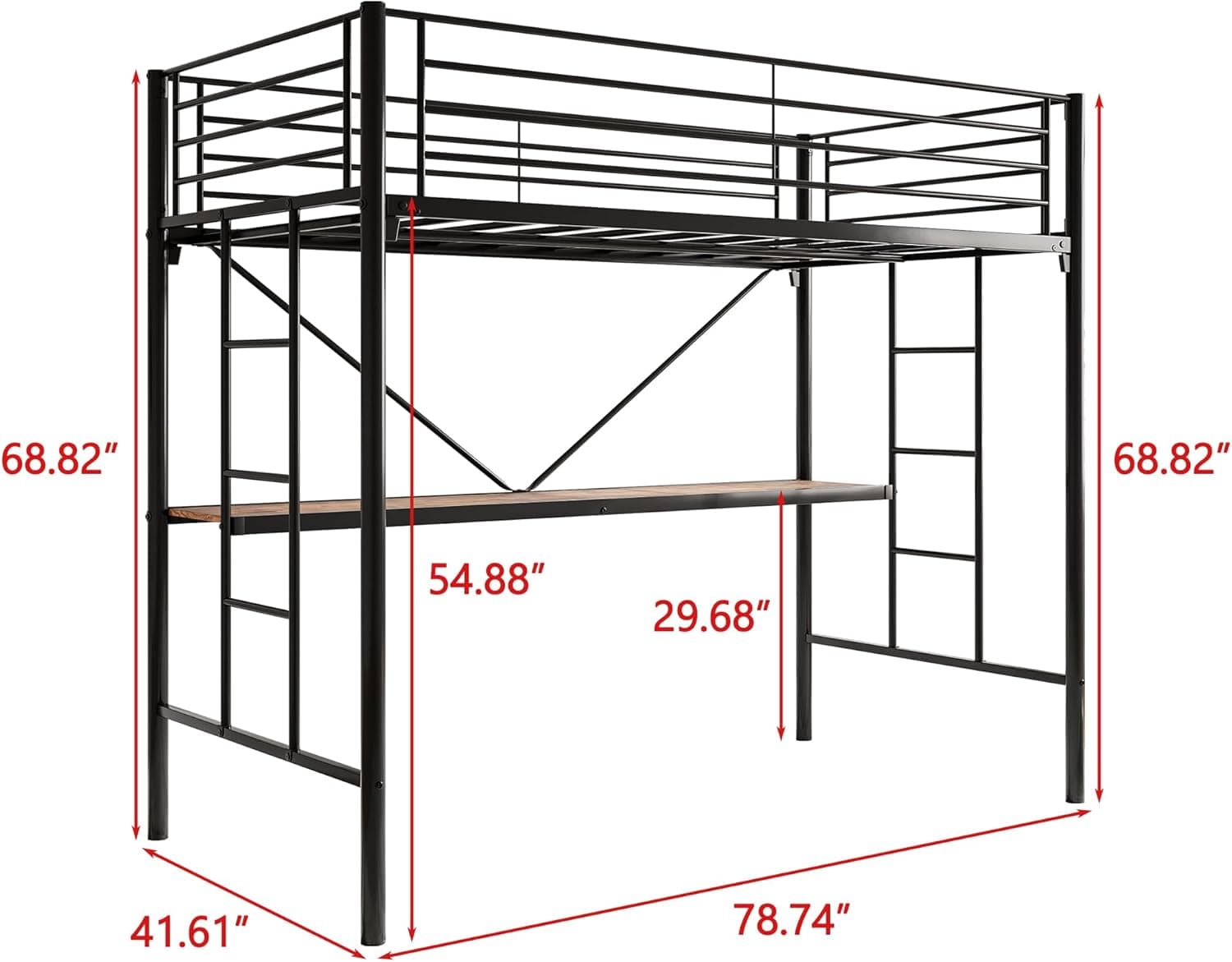 metal loft bed with desk — photo 2 of 4